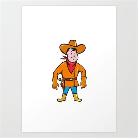 Cowboy Standing Drawing Gun Cartoon Art Print by patrimonio | Society6