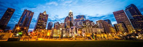 Wall Art Print & Stock Photo: Charlotte Skyline at Dusk Panorama Photo ...