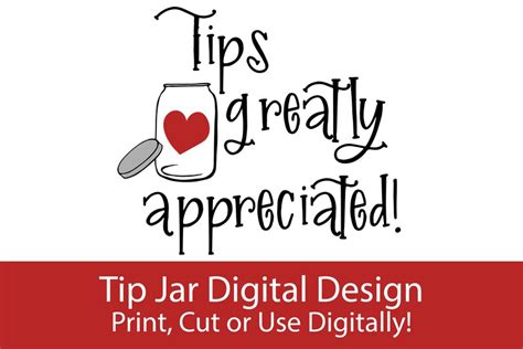 Tip Jar Design 7 Tip Jar design / SVG Cut and PNG design to | Etsy