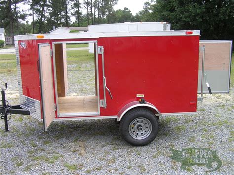 Custom 4x8 SA Trailer - Red, Single Door, Two Side Doors - Snapper Trailers