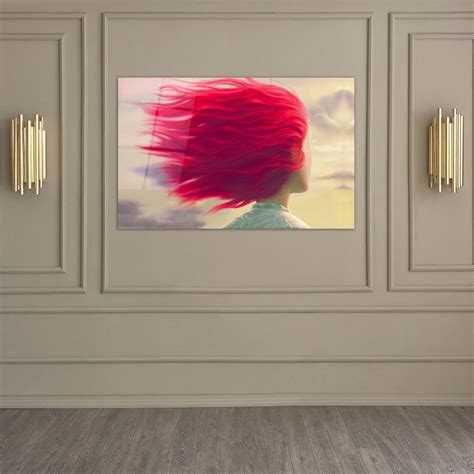 Glass Wall Art, Zhina, Red Hair Free Woman, Windy Day, Anne Shirlley Symbol, Glass Wall Art ...