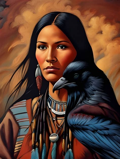 Native American Raven Spirit Animal Woman Portrait Poster | Zazzle ...