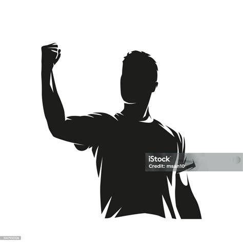 Man Celebrating Celebration Gesture Isolated Vector Silhouette Ink Drawing Soccer Player ...