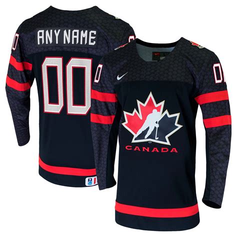 Men's Nike Black Hockey Canada - Custom Replica Jersey