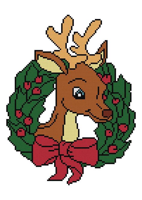 A Reindeer Wreath Counted Cross Stitch Pattern PDF Download - Etsy España