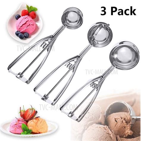 Wholesale 3Pcs/Set Ice Cream Scoops Cookie Scoop Trigger Stainless Steel Spoon from China | TVC ...