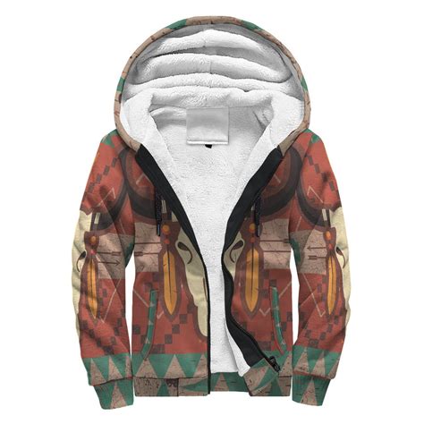 Bison Skull Native American Sherpa Hoodie - 49native.com