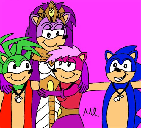 Sonic Manic and Sonia with Queen Aleena by StarRabbit on DeviantArt