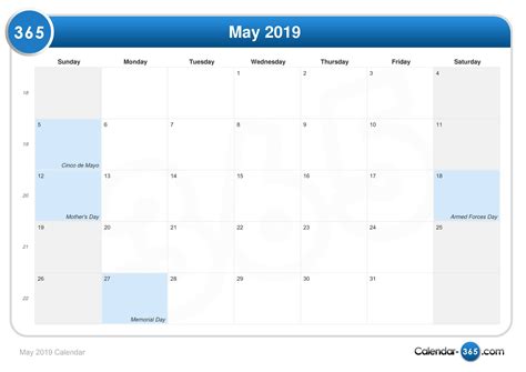May 2019 Calendar