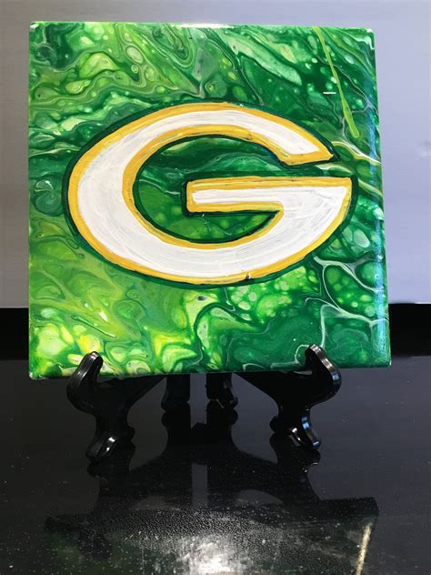 Green Bay Packers Tile painting / acrylic painting / art / | Etsy