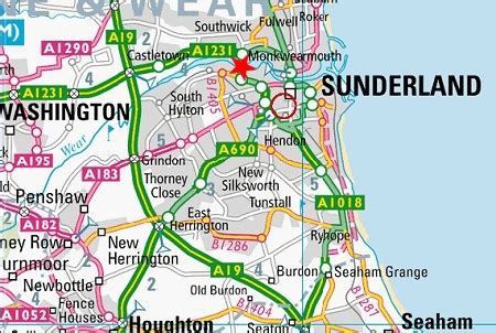 Sunderland Map and Sunderland Satellite Image