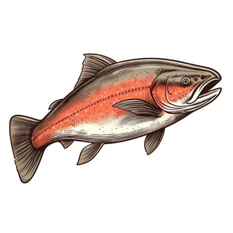 Colorful Fish Illustration with Salmon on White Background Stock ...