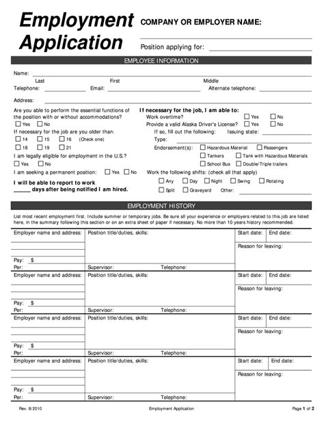 Employment Application Pdf - Fill Online, Printable, Fillable, Blank | pdfFiller