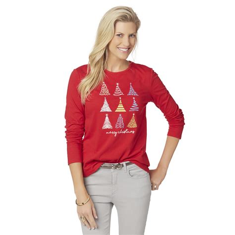 Holiday Editions Women's Long-Sleeve Christmas T-Shirt - Trees