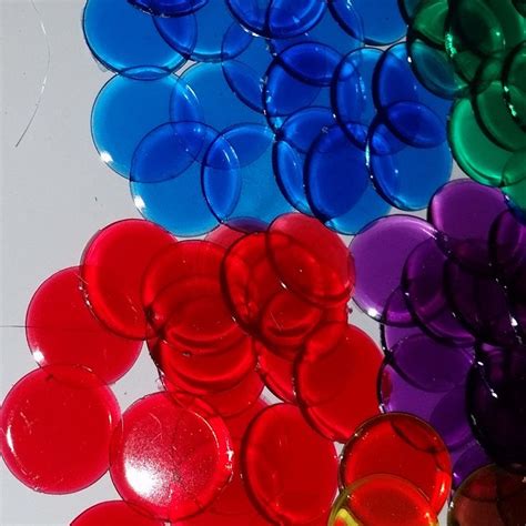 100 Bingo Chips Sample Pack 5 Colors Red Green Blue Yellow | Etsy