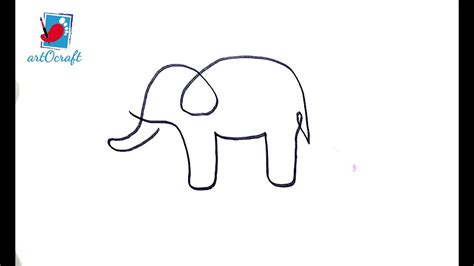 Dibujo de una línea de elefante paso a paso