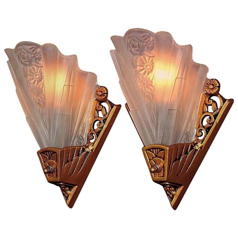 3 Lightolier Art Deco Bungalow Wall Sconces with Vintage Slip Shades at ...