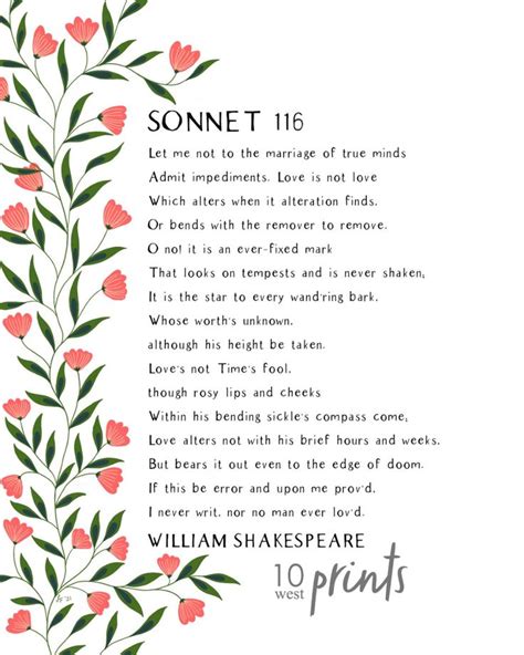 Sonnet 116 / Shakespeare / Printable / Art / Digital Download / Shakespeare Quote / Sense and ...