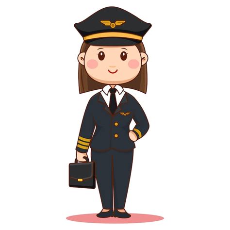 Premium Vector | Cute Female Pilot Cartoon Character