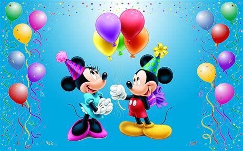 HD wallpaper: Mickey Mouse Happy Birthday Minnie Celebration Balloons Gifts For Mini Disney ...