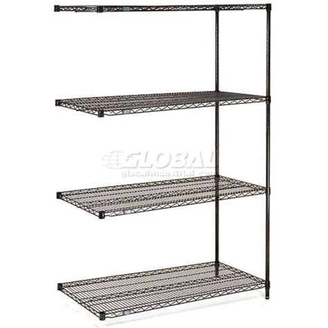 Nexel® 3 Shelf, Black Epoxy Wire Shelving Unit, Add On, 60"W x 14"D x 54"H