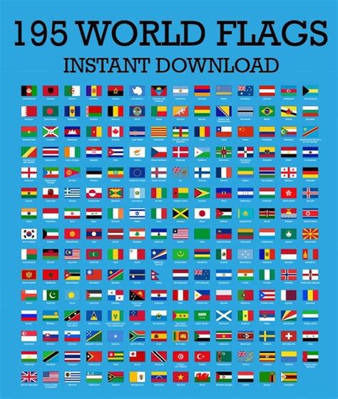 World Flags SVG and PNG Files 195 Countries Clipart Cricut | Etsy