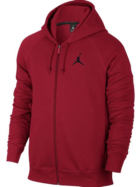 Jordan - Nike Mens Jordan Flight Full Zip Hooded Sweatshirt Gym Red ...