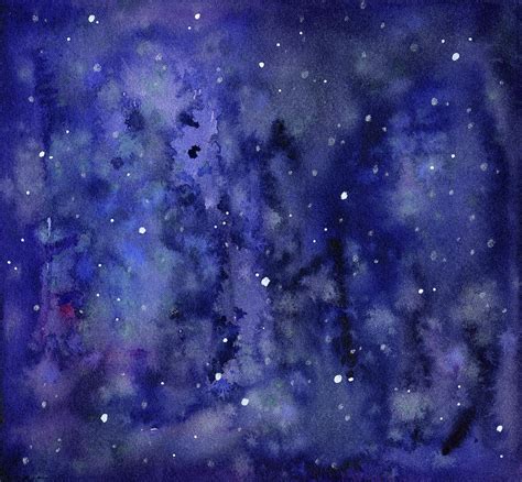 Night Sky Watercolor Galaxy Stars Painting by Olga Shvartsur - Fine Art ...