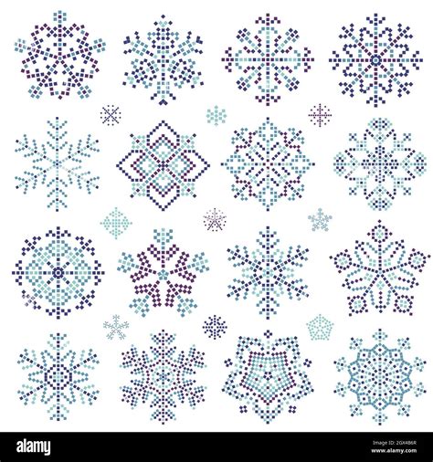 Pixel Art Winter Snowflakes Set Stock Vector Image & Art - Alamy