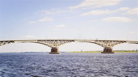 Bridge Over the River Volga. Stock Photo - Image of river, history ...