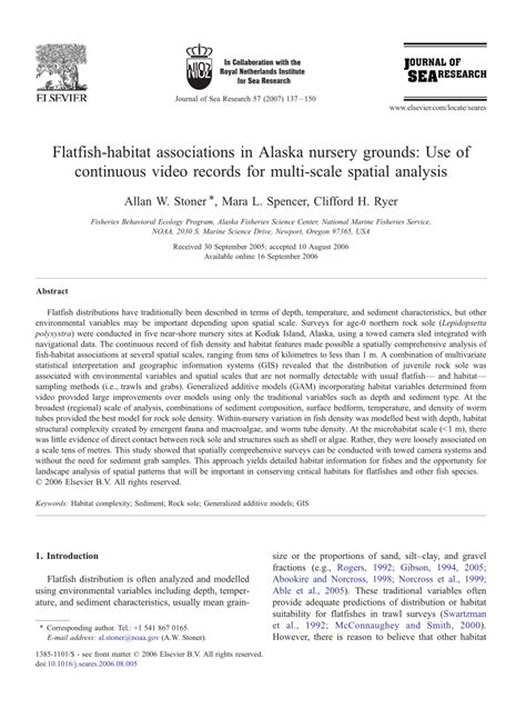 (PDF) Flatfish-habitat associations in Alaska nursery grounds: Use of continuous video records ...