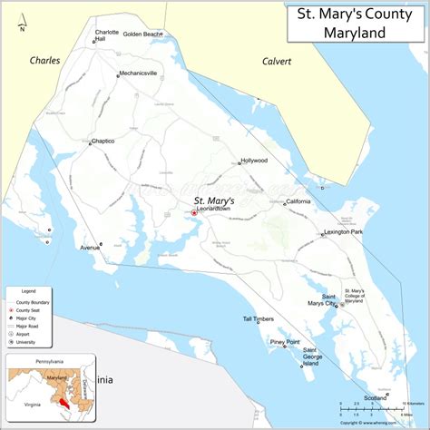 Map of St. Mary's County, Maryland - Thong Thai Real