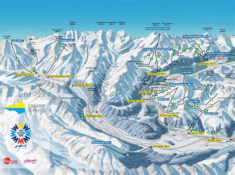 Mappa impianti e cartina delle piste. Skirama St. Moritz Corviglia ...