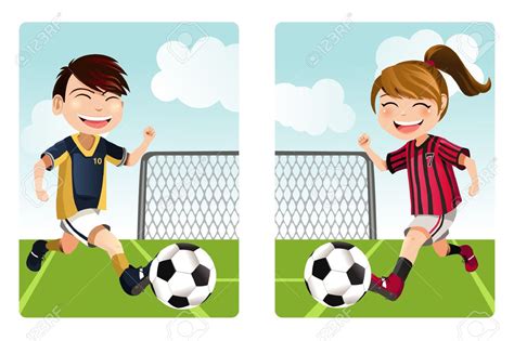 Kids Playing Soccer Clipart