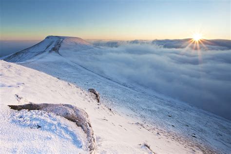 Morning winter Pen Y Fan sunrise in the Brecon Beacons National Park.