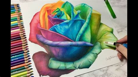 Dessin realiste d'une rose colorée - Drawing a colorful rose | Dessin de rose, Dessin realiste ...