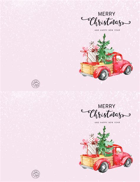 Download Your Free Set of Red Truck Christmas Cards