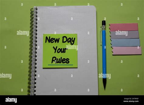 New Day Your Rules write on a sticky note isolated on office desk Stock Photo - Alamy