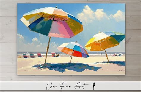 Beach Wall Art Colorful Beach Umbrellas Coastal Pop of - Etsy