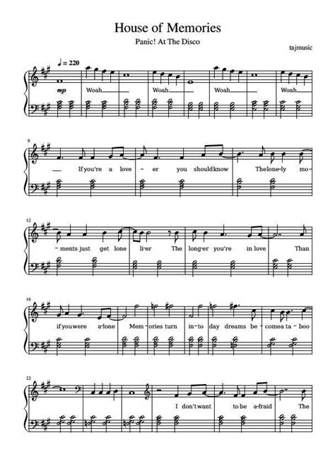 Panic! At The Disco House of Memories Sheet Music Downloads