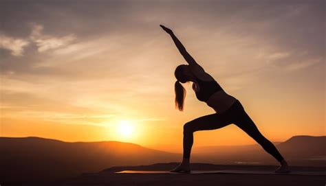 Premium AI Image | A woman doing yoga in front of a sunset