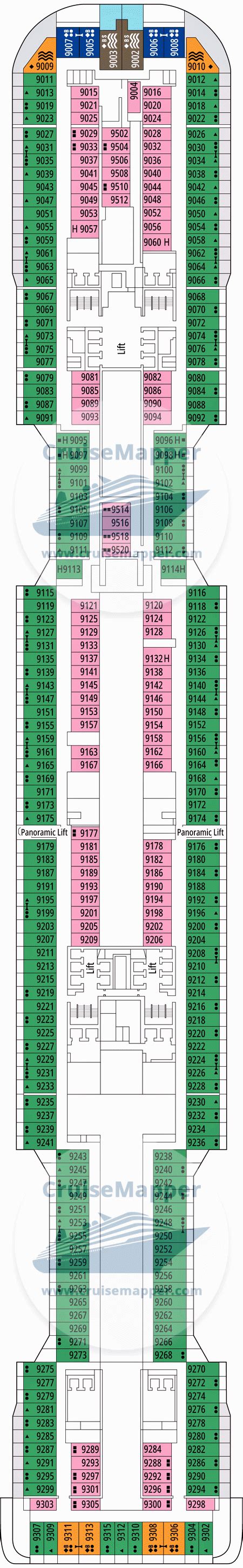 MSC Euribia deck 9 plan | CruiseMapper