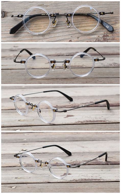 Hand Made Acetate 36mm Vintage Small Round Eyeglass Frames Full Rim Men ...