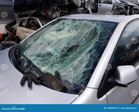 Broken Car Glass Shuttered Cracked for Background Stock Photo - Image of fracture, danger: 144693972