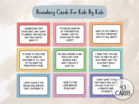 45 Printable Boundary Cards for Kids by Kids, Setting Boundaries, Boundaries Cards, Boundary ...