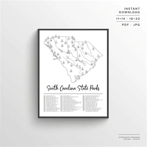 the south carolina state map is shown in black and white, with stars on it