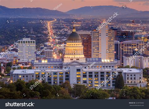 Salt Lake City Skyline Utah Night Stock Photo (Edit Now) 323970083