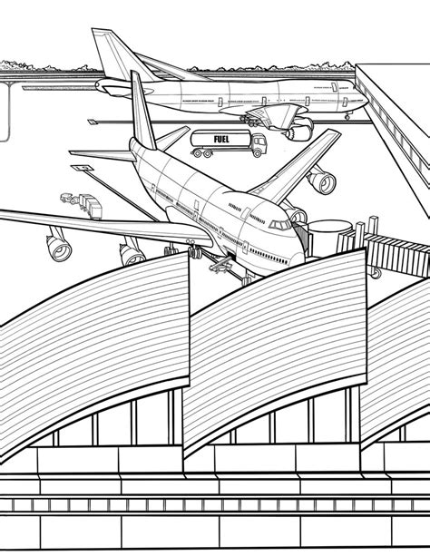 Boeing 747-400 Jumbo Jet Airplane Coloring Page in Pdf Format queen of ...