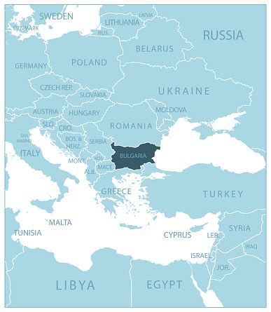 Bulgaria Blue Map With Neighboring Countries And Names Stock ...