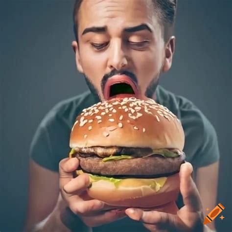 Man enjoying a tasty big mac burger on Craiyon